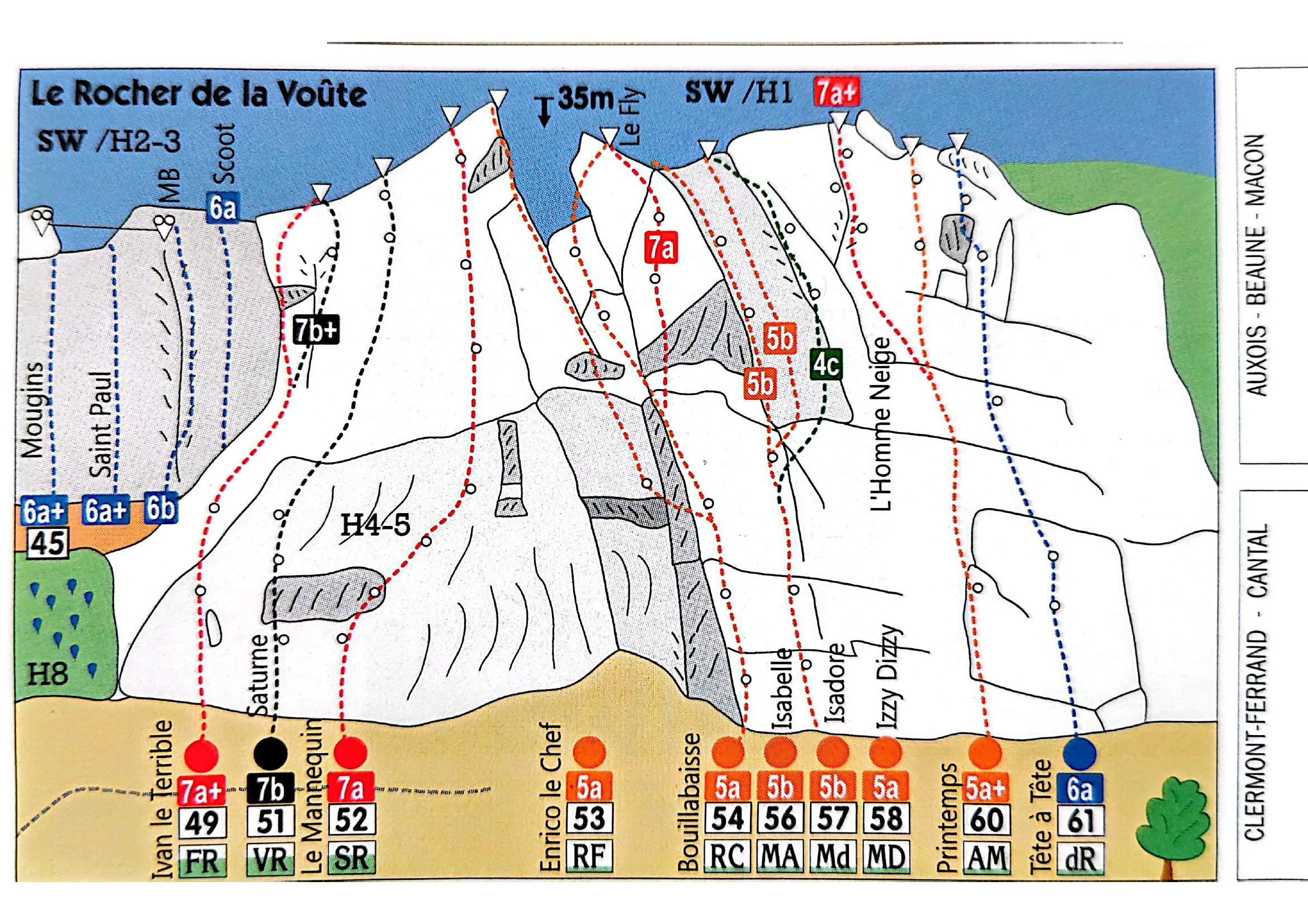 Topo schema Rocher de la Voute